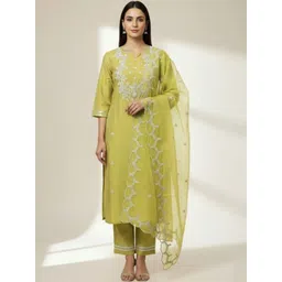 Anouk Women Ethnic Motifs Embroidered Regular Thread Work Kurta with Trousers & With Dupatta-picture-19