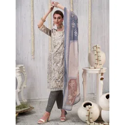 Anouk Women Ethnic Motifs Embroidered Regular Thread Work Pure Cotton Kurta with Trousers & With Dupatta-picture-20