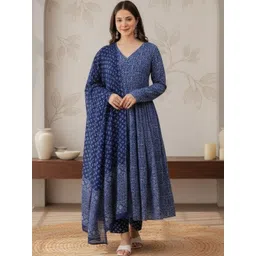 Anouk Women Ethnic Motifs Printed Panelled Kurta with Trousers & With Dupatta-picture-26