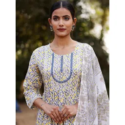 Anouk Women Ethnic Motifs Printed Regular Mirror Work Pure Cotton Kurta with Trousers & With Dupatta-picture-37