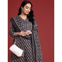 Anouk Women Ethnic Motifs Printed Regular Pure Cotton Kurta with Trousers & With Dupatta-picture-25