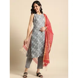 Anouk Women Ethnic Motifs Printed Regular Pure Cotton Kurta with Trousers & With Dupatta-picture-19