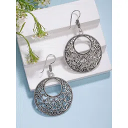 Anouk Women Ethnic Silver-Plated Oxidised Chandbali Earrings-picture-37