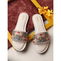 Anouk Women Ethnic Woven Design Open Toe Flats with Embroidered-picture-16