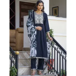 Anouk Women Floral Embroidered Regular Kurta with Trousers & With Dupatta-picture-23