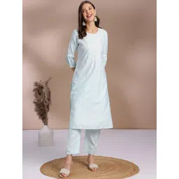 Anouk Women Floral Embroidered Regular Thread Work Kurta with Trousers-picture-39