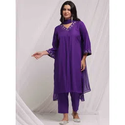 Anouk Women Floral Embroidered Regular Thread Work Kurta with Trousers & With Dupatta-picture-21