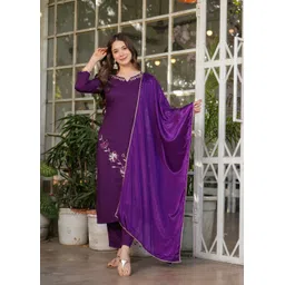 Anouk Women Floral Embroidered Regular Thread Work Kurta with Trousers & With Dupatta-picture-35