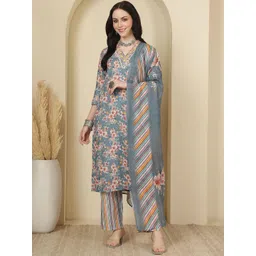 Anouk Women Floral Embroidered Regular Thread Work Kurta with Trousers & With Dupatta-picture-26