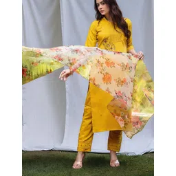 Anouk Women Floral Embroidered Regular Thread Work Kurta with Trousers & With Dupatta-picture-27