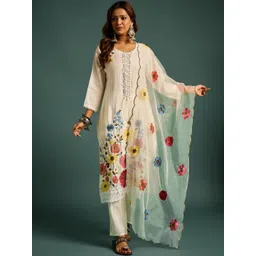 Anouk Women Floral Embroidered Regular Thread Work Kurta with Trousers & With Dupatta-picture-33