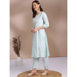 Anouk Women Floral Embroidered Regular Thread Work Kurta with Trousers image 4