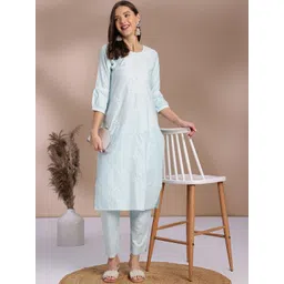 Anouk Women Floral Embroidered Regular Thread Work Kurta with Trousers image 5