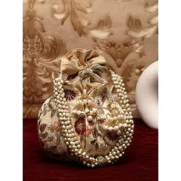 Anouk Women Floral Embroidered Tasselled Potli Clutch with Wrist Loop-picture-29