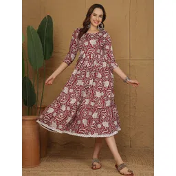 Anouk Women Floral Print Crepe Fit & Flare Midi Dress-picture-23