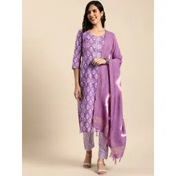 Anouk Women Floral Printed Regular Gotta Patti Kurta with Trousers & With Dupatta-picture-17