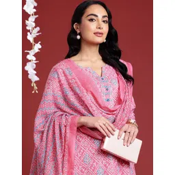 Anouk Women Floral Printed Regular Gotta Patti Pure Cotton Kurta with Trousers & With Dupatta-picture-18