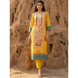 Anouk Women Floral Printed Regular Kurta with Trousers-picture-36