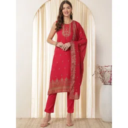 Anouk Women Floral Printed Regular Kurta with Trousers & With Dupatta-picture-25