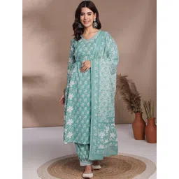 Anouk Women Floral Printed Regular Pure Cotton Kurta with Trousers & With Dupatta-picture-29