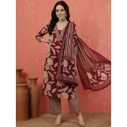 Anouk Women Floral Printed Regular Pure Cotton Kurta with Trousers & With Dupatta-picture-30
