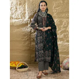 Anouk Women Floral Printed Regular Pure Cotton Kurta with Trousers & With Dupatta-picture-35