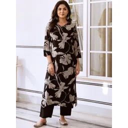 Anouk Women Floral Printed Regular Thread Work Kurta with Trousers-picture-30