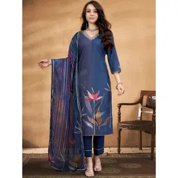 Anouk Women Floral Printed Regular Thread Work Kurta with Trousers & With Dupatta-picture-28