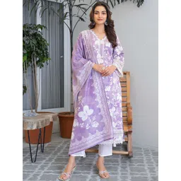 Anouk Women Floral Printed Regular Thread Work Kurta with Trousers & With Dupatta-picture-39