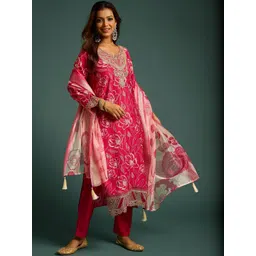 Anouk Women Floral Printed Regular Thread Work Kurta with Trousers & With Dupatta-picture-25