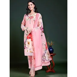 Anouk Women Floral Printed Regular Thread Work Kurta with Trousers & With Dupatta-picture-26