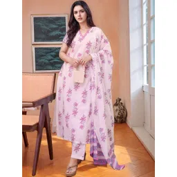 Anouk Women Floral Printed Regular Thread Work Kurta with Trousers & With Dupatta-picture-11
