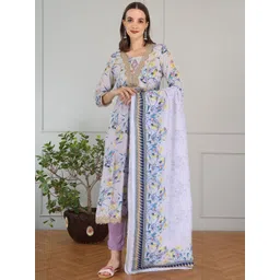 Anouk Women Floral Printed Regular Zardozi Anarkali Kurta with Trousers & Dupatta-picture-38