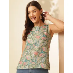 Anouk Women Floral Printed Sleeveless Cotton Top-picture-31