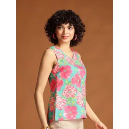 Anouk Women Floral Printed V Neck Top image 4