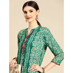 Anouk Women Green & Off White Ethnic Motifs Printed Kurta-picture-29
