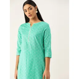 Anouk Women Green & Off White Printed Pure Cotton Kurta with Palazzos-picture-28