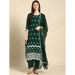 Anouk Women Green Ethnic Motifs Embroidered Kurta with Palazzos & With Dupatta-picture-33