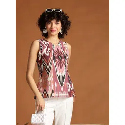 Anouk Women Ikat Printed V-Neck Sleeveless Top-picture-14