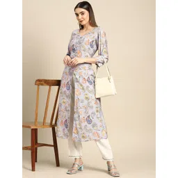 Anouk Women Lavender Paisley Printed Kurta image 2