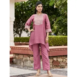 Anouk Women Mauve Embroidered Tunic & Trousers-picture-20
