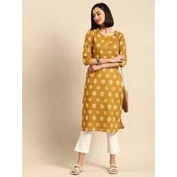Anouk Women Mustard Yellow Abstract Printed Pure Cotton Kurta-picture-42