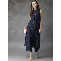 Anouk Women Navy & Printed Kurta with Palazzos-image-35