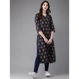 Anouk Women Navy Blue Printed Straight Kurta-picture-33