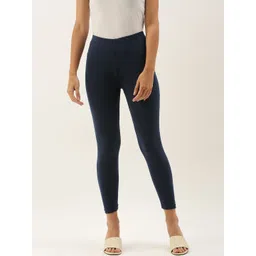 Anouk Women Navy Blue Solid Ankle Length Leggings-image-9