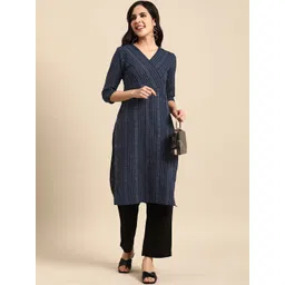 Anouk Women Navy Blue Yoke Design Kurta-picture-38