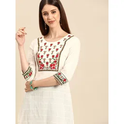Anouk Women Off White Ethnic Motifs Embroidered Kurta-picture-22