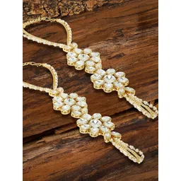 Anouk Women Pack Of 2 Gold Plated Kundan Studded Hathphool Bracelet-picture-14