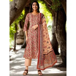 Anouk Women Paisley Printed Panelled Pure Cotton Kurta with Trousers & With Dupatta-picture-37