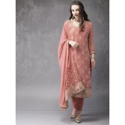 Anouk Women Peach-Coloured Embroidered Kurta with Churidar & Dupatta-picture-14